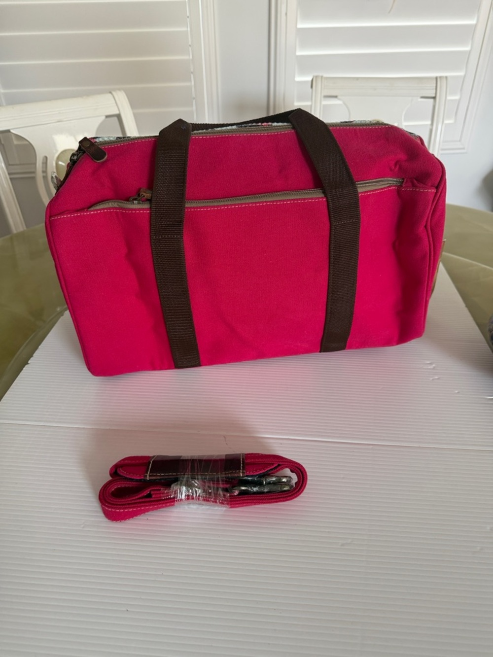 Sixtease Up-cycled Canvas Duffle Bag Leopard Print Adjustable Shoulder Strap - Picture 4 of 11